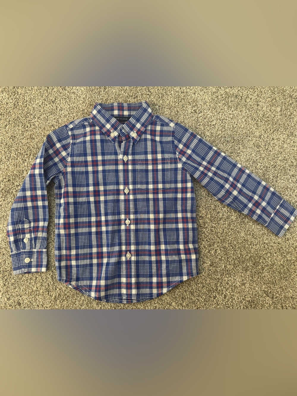 Janie and Jack Boys Blue Plaid Button-Front Dress Shirt Size 2t